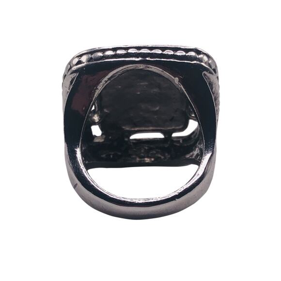 Silver and Gold Square Ring - Size 5.5 - Picture 6 of 7